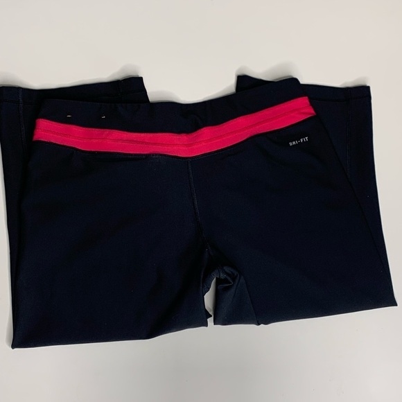 Nike Dri-Fit Cropped Athletic Neon pink Legging active pants yoga medium - Picture 4 of 8